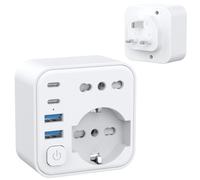 Aochxin Adattatore Presa Inglese 6 in 1 Adattatore Inglese Italiano con 4 USB