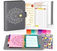 Aocii Bilancio pianificatore di budget, formato A6, agenda di budget, con disegni spagnoli, pianificatore di denaro, planner finanziario, adesivi (grigio)