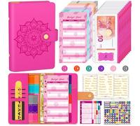 Aocii Budget Planner Agenda Anelli A6 - Pianificatore finanziario, Il Libro del Risparmio, Agenda del Risparmio, Risparmio Soldi Budget Binder,Cash Stuffing Agenda Planner (Rosso rosa)