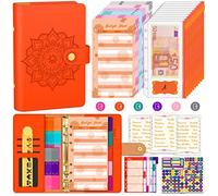 Aocii Budget Planner Raccoglitore di bilancio A6 - Budget Planner Pianificatore finanziario, libro di bilancio con vassoi di denaro, etichette per budget planner, (Arancione corallo)