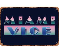 AOCMRJF Poster vari con logo Miami Vice, 20 x 30 cm, targa in metallo vintage per casa, bar, pub, garage, decorazione, regali, CAOJB11SAA35
