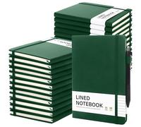 Aodaer Set di 30 quaderni a righe con penne, formato A5, 100 g/m², a righe, con copertina rigida, in pelle PU, con portapenne, per ufficio e scuola, 14 x 21 cm, verde scuro