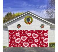 Aodali Sfondo per porta del garage di San Valentino, 3,7 x 1,8 m, rosso inizio anni '2000, amore cuore, copertura per porta del garage anni '90 Y2K felice San Valentino festa della mamma festa delle