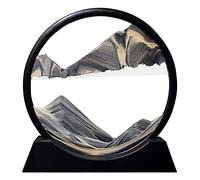 Aoderun Clessidra decorativa 20 cm clessidra 3d arte dinamica pittura di sabbia che scorre rotonda, cornice sabbiosa mobile Deco ufficio soggiorno casa (nuovo nero, 20 cm)