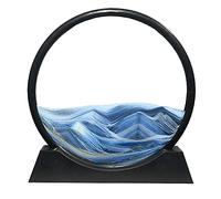 Aoderun Immagine artistica con sabbia in movimento rotonda in vetro 3D, paesaggio sabbioso con display con movimento che scorre, decorazione rilassante per scrivania, casa, ufficio, lavoro (17,8 cm,