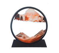Aoderun Immagine artistica in vetro rotondo 3D con sabbia in movimento con paesaggio sabbioso in movimento, cornice rilassante per scrivania, casa, ufficio, lavoro (17,8 cm, arancione)