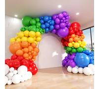 AODINBY - Kit per arco di palloncini arcobaleno, 209 pezzi, colori assortiti, 45,7 cm, 30,5 cm, diverse dimensioni, per feste di nascita, compleanni, rivelazioni di genere, anniversari, Pasqua, balli