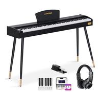 AODSK AD-X1 - Tastiera digitale per principianti con 88 tasti, pianoforte elettrico a grandezza naturale per principianti, con supporto spartito pedale, adattatore di alimentazione, compatibile con