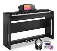 AODSK Pianoforte digitale a 88 tasti ponderato a martello con altoparlanti, supporto per mobili e pedali tripli, fornito con cuffie