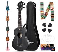 AODSK Ukulele soprano per principianti - Ukulele hawaiano da 21 pollici per bambini adulti e studenti con borsa da concerto, corde, kit tutto in uno (61 pollici Sapele Ukulele) (nero)