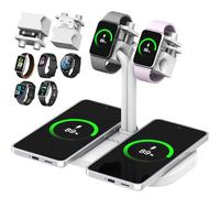 AODUKE 4 in 1 Dual Phone Wireless Charging Dock e Dual Smart Watch/Band Charger Stand per iPhone, per AirPods/Buds, per Samsung, per Galaxy Fit/Xiaomi Band/Amazfit Band/Fitbit Inspire HR (433-W)