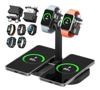 AODUKE 4 in 1 Dual Phone Wireless Charging Dock e Dual Smart Watch/Band Charger Stand per iPhone, per AirPods/Buds, per Samsung, per Galaxy Fit/Xiaomi Band/Amazfit Band/Fitbit Inspire HR (433-B)