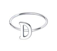 AoedeJ Anelli a lettera iniziale impilabile in argento sterling 925 con lettera maiuscola e fascetta iniziale per donne (D, 17)