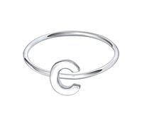 AoedeJ Anelli a lettera iniziale impilabile in argento sterling 925 con lettera maiuscola e fascetta iniziale per donne (C, 14.5)