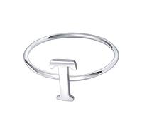 AoedeJ Anelli a lettera iniziale impilabile in argento sterling 925 con lettera maiuscola e fascetta iniziale per donne (T, 17)