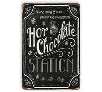 Aoevc EYSL - Targa in metallo vintage con sfondo scuro, decorazione per bar, caffetteria, giardino, 20 x 30 cm, bianco