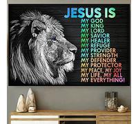 Aoevc Jesus Is My God King Lord Savior Healer Refuge Strength Christian Lion Poster Funny Man Cave Garage Pub Garden Bar Novità Regalo Targa da Parete in metallo 20 x 30 cm