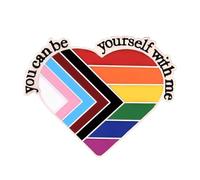 AOEVUIR 1 Pcs Spilla Dell'orgoglio Spilla Arcobaleno Puoi Essere Te Stesso Con Me Spilla Con Iscrizione Orgoglio Gay Con Citazioni Ispirate Spilla Cuore Arcobaleno Per Zaini Accessori Regalo