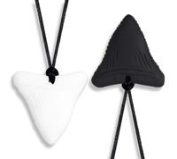 AOEVUIR 2 Collane da Masticare in Silicone, Forma di Dente di Squalo, Morbide, Strumento Sensoriale per Adulti, Neonati, Bambini con Autismo, ADHD e Dentizione