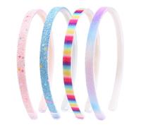 AOEVUIR 4 Pcs cerchietti per capelli in plastica glitterata antiscivolo con dentini Coriandoli arcobaleno Accessori per capelli da bambina rosa blu colorato
