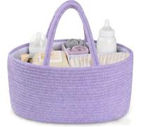 AOFANGSHIYE 3-compartment diaper basket - Organizer Baby Strap with Removable Divider - Diaper Holder, Wipes, Change Cream - Home or Travel Item Holder (viola)