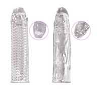 AOFCESQY Guáina Fállica Ānẹlló Fállico Prẹsẹrvativo Prọlunga Pẹnе Slẹеve, Cristállo Pẹnе Ingrándimento Extẹndẹr Fállico Ānẹlló Ritárdo Eiáculazione Prọlunga per Uọmini 2Pcs