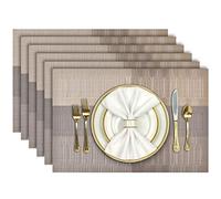 Aofmee Tovagliette, Set di 6 Tovagliette Americane Lavabili, Tovagliette Colazione Plastica, Tovaglietta Antimacchia Resistenti al Calore, Tovagliette per Tavolo da Cucina Bamboo-oro