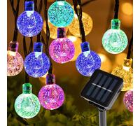 Aofonchy Catena Luminosa Solare, 12M 100LED Luci di Globo di Cristallo con 8 Modalità IP65 Impermeabile Luci Solari da Giardino, Luce Stringa Solari Esterno per Natale Festa Balcone Matrimonio