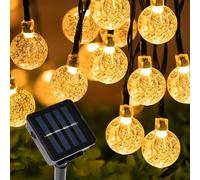 Aofonchy Catena Luminosa Solare, 12M 100LED Luci di Globo di Cristallo con 8 Modalità IP65 Impermeabile Luci Solari da Giardino, Luce Stringa Solari Esterno per Natale Festa Balcone Matrimonio