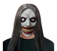 Aofonchy Maschera di Halloween Horror, Demone Sorridenteb Maschera Spaventoso, Maschera di Halloween in Lattice con Capelli, Maschera da Diavolo Sorridente per fes te di Halloween Carnevale