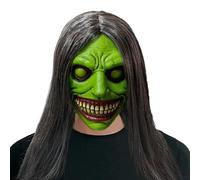Aofonchy Maschera di Halloween Horror, Demone Sorridenteb Maschera Spaventoso, Maschera di Halloween in Lattice con Capelli, Maschera da Diavolo Sorridente per fes te di Halloween Carnevale