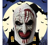 Aofonchy Maschera Horror di Halloween da Clown Con Cappello - Terrifier in Lattice, Spaventoso per Carnevale Cosplay Costume