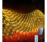 Aofonchy Rete Luminosa Solare, 1.5x1.5M 96LED Impermeabile Rete di Luci Solari, 8 Modalità Luci Della Rete con Telecomando e Timer, Rete Luminosa Esterni per Natale Cespugli Giardino Cortile Feste