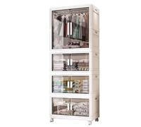 AoForce Armadio Armadio Piccolo Camera Da Letto Armadietto in Plastica Completamente Chiuso Componibile E Versatile Con Asta Stendino E Ruote Girevoli Bloccabili(70 * 38 * 168cm)