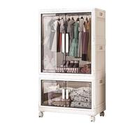 AoForce Armadio Armadio Piccolo Camera Da Letto Armadietto in Plastica Completamente Chiuso Componibile E Versatile Con Asta Stendino E Ruote Girevoli Bloccabili(70 * 38 * 104cm)