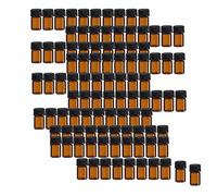 AOFOX 100 confezioni di mini bottiglie di olio essenziale color ambra, piccoli barattoli di vetro vuoti per campioni con riduttori e tappi per miscele di oli. (2ml)