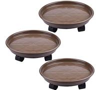 AOFOX 3 Pezzi 33 cm Carrello portapallet in plastica Supporto per Piante Rotondo portavasi, rotelle per Pallet ad Alte Prestazioni con Ruote (Marrone)