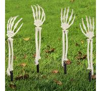 AOFOX Halloween realistico scheletro pala zombie fantasma braccio palo in plastica separata scheletro mani Yard segno per Halloween oggetti di scena (2 coppie)