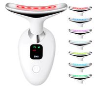 AOGOE Dispositivo di Bellezza Antirughe, 3 Modalità Massaggiatore Viso Antirughe Lifting Elettrico, 7 Colori LED Radiofrequenza Viso, 45 °C Terapia Massaggio Viso EMS Gua Sha Rassodante Viso e Collo
