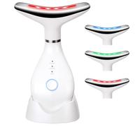 AOGOE Massaggiatore Viso Lifting Elettrico Antirugh, Face Massager con 3 LED, 45°C EMS Massaggio Viso, 3 Modalità Dispositivo di Bellezza, Vibrazione Gua Sha per Massaggio Rassodante Viso e Collo