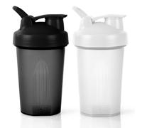 AOGOE Protein Shaker, 2PCS Shaker Proteico 400 ML, Bottiglia per Shaker con Tappo a Vite e Sfera di Miscelazione, Borraccia Palestra a Prova di Perdite con Maniglia, per Frullati Proteici, Senza BPA