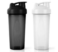 AOGOE Protein Shaker, 2PCS Shaker Proteico 600 ML, Bottiglia per Shaker con Tappo a Vite e Sfera di Miscelazione, Borraccia Palestra a Prova di Perdite, per Frullati Proteici, Senza BPA