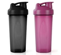 AOGOE Protein Shaker, 2PCS Shaker Proteico 600 ML, Bottiglia per Shaker con Tappo a Vite e Sfera di Miscelazione, Borraccia Palestra a Prova di Perdite, per Frullati Proteici, Senza BPA