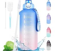 AOHAN Borraccia 2 Litri con Cannuccia, Borraccia Motivazionale Senza BPA, Grande Borraccia Sportiva a Prova Di Perdite per Sport, Fitness, Escursionismo