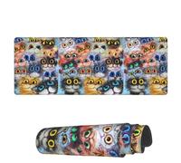 AoHanan Tappetino per mouse grande con motivo quadrato di ritratti di gatti, tappetino per mouse esteso da gioco con bordi cuciti 3 mm, decorazione per ufficio, donne e uomini, accessori per computer