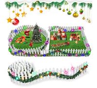 Aohcae Accessorio per gnomo di Natale, 100 cm x 5 cm, in miniatura, per recinzione in legno, bianco, accessorio con luce colorata, per miniatura, fata, giardino, modellismo, vaso di fiori