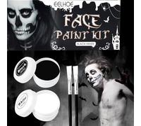 Aohcae Trucco per il viso di Halloween, colore nero, bianco, set di trucchi per Halloween, lavabile, trucco per adulti per zombie vampiro