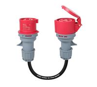 AOHEWEI Adattatore CEE a 5 pin da 32A a 16A, 415V trifase, convertitore da spina CEE a presa da 0,5 metri, cavo per impieghi gravosi da 5 x 2,5 mm², accoppiamento impermeabile IP44 per caricatore EV