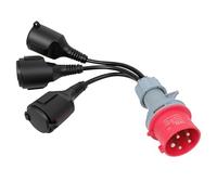 AOHEWEI Adattatore CEE, spina a 5 poli da 400 V 16 A a 3 prese Schuko da 230 V, cavo distributore di corrente ad alta intensità impermeabile IP44 per roulotte, campeggio, cantieri edili