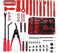 Aohoo Kit Leve Dmontaggio Interni Auto, 280Pcs Attrezzi per Smontare Plastiche Auto con 120 Clips,Leve Plastica Smontaggio per Smontare Pannello,Interno,Radio(Alta Durezza, Ma Non Danneggia l'Veicolo)